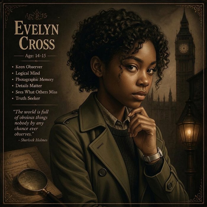 Portrait of Evelyn Cross, consulting detective